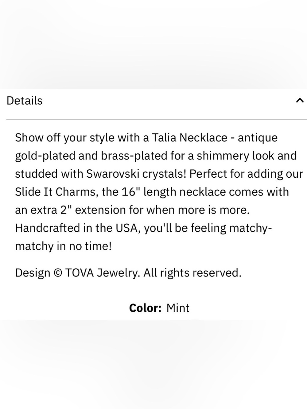 TOVA Talia mint stone Gold Necklace - Picture 3 of 4
